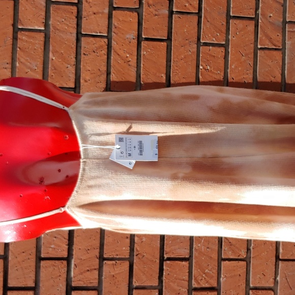 ZARA Maxi Sleveless Dress in Tan and Peach Hues, Size Medium, NWT - Picture 7 of 17